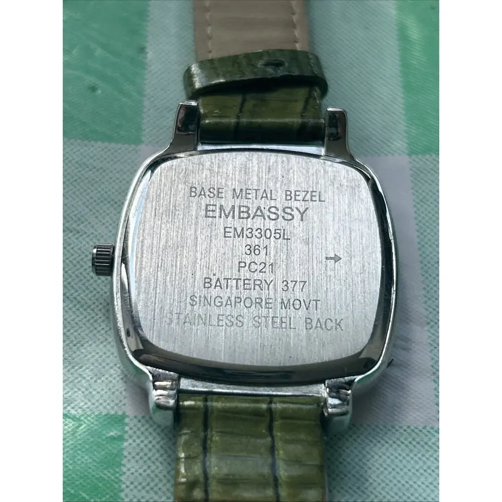 Embassy Silver Tone Green Band Women’s Quartz Watch